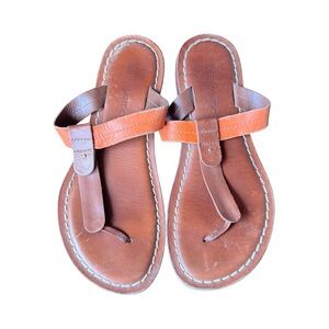 Bernardo Brown and Orange Leather Sandals